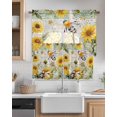 thumbnail image 2 of Sunflower Bee Kitchen Curtains Swag Valance and Tier Curtains Set 24 Inch Length, Vintage Summer Botanical Farmhouse Rod Pocket Drape Panels Pair Swag Curtains for Bathroom/Cafe/Window, 2 of 6