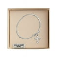thumbnail image 3 of 5 3/4 inch Oval Eye Hook Bangle Bracelet w/ Cross medal charm w/ April Crystal Swarovski Crystal, 3 of 3