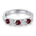 thumbnail image 3 of Gem Stone King 925 Sterling Silver Red Rhodolite Garnet and Lab Grown Diamond Wedding-Bands Ring for Women | 1.00 Cttw | Round 3.5MM | Gemstone January Birthstone | Size 5, 3 of 6