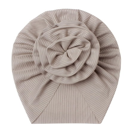 

Qufokar Baby Cotton Hat Cap for Baby Girl Baby Flower Hat Toddler Baby Boys Girls Cap Beaniess Solid Ribbed Knotted Elastics Turban Hat