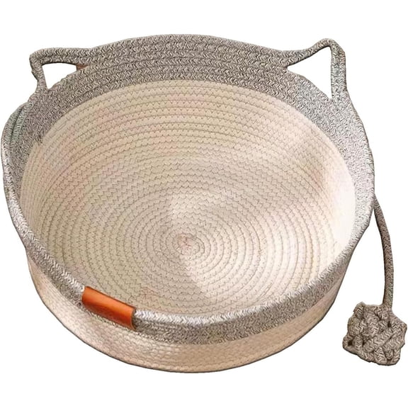 Cutypet Handmade Woven Cat Bed Basket with Removable Mat & Toy Ball – Breathable, Scratch-Resistant Pet Bed for Cats and Small Dogs, Easy to Clean