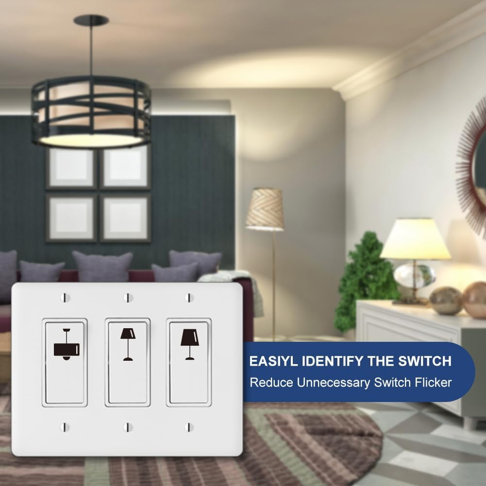 400 Pcs Light Switch Sticker Labels 40 Designs Transparent Switch ID Stickers Switchboard Label Decals for Home Kitchen Bathroom Office School 19x19mm image 4