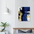 thumbnail image 3 of Nawypu  Mellow Blue Gold Brush Stroke Abstract, Designed by Alex Wise Black Framed Wall Art, 3 of 4