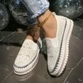 thumbnail image 6 of uvwlwu Women's Casual Shoes Fashion Breathable Mesh Rhinestone Decorated Platform Sneakers Comfortable On Walking Shoes For Women(White,6.5), 6 of 9