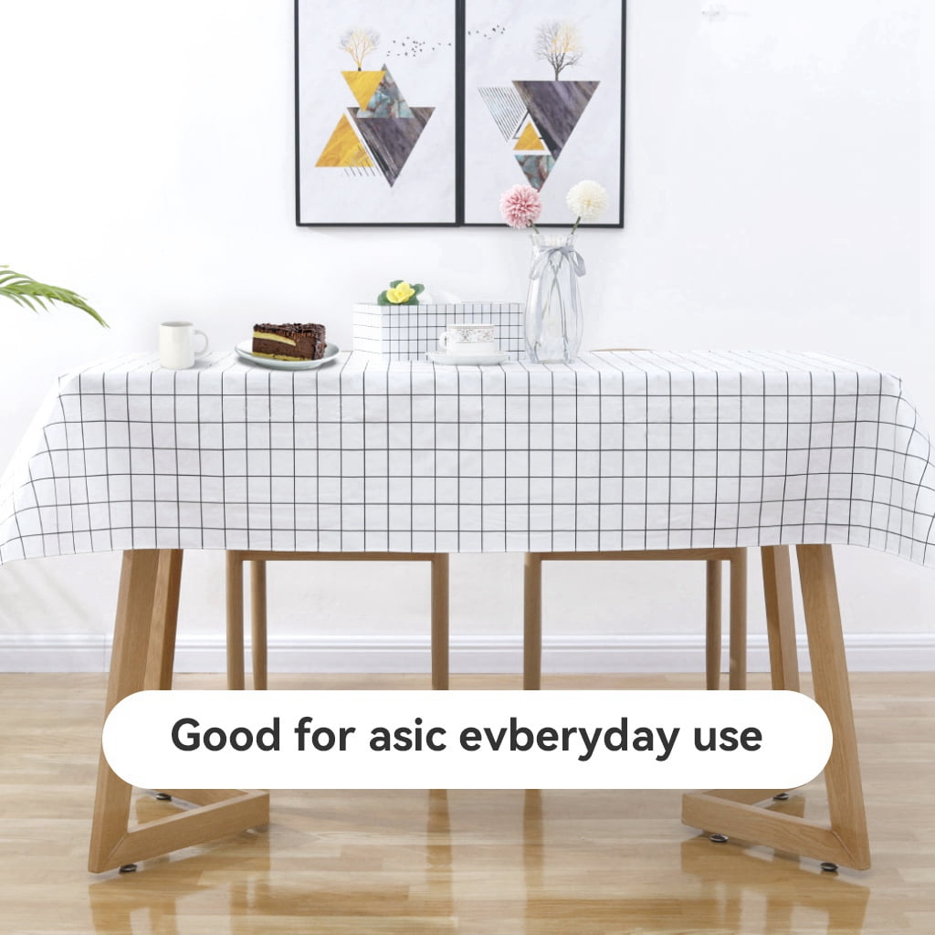 Ray Star 100% Waterproof White 52x90in PVC Tablecloth, Vinyl Table Cloth Cover Oil Proof Spill Proof Wipeable Table Cloths with Flennal Backing
