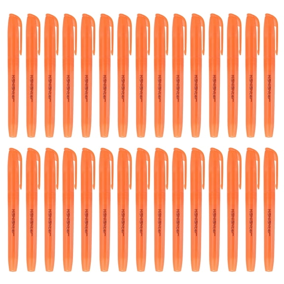 Uxcell Orange Highlighter, 30 Pack No Bleeds Highlighters Pens Neon Clear View Bright Quick Dry Pocket Marker Pen Sticks Chisel Tip Cute for Books Office Adults, Transparent Rod