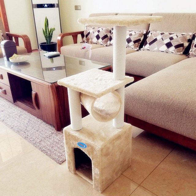 Lowestbest 36in Cat Tree & Condo Scratching Post Tower, Beige