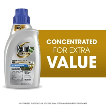 Roundup Dual Action Weed & Grass Killer Plus 4 Month Preventer, 32 oz.