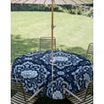 thumbnail image 2 of Outdoor Tablecloth with Umbrella Hole Zipper Navy Blue Flowers Round Tablecloth 60" Waterproof Outside Table Cloth Spring Floral Farmhouse Art Patio Table Cover Tablecloths for Picnic Party, 2 of 8