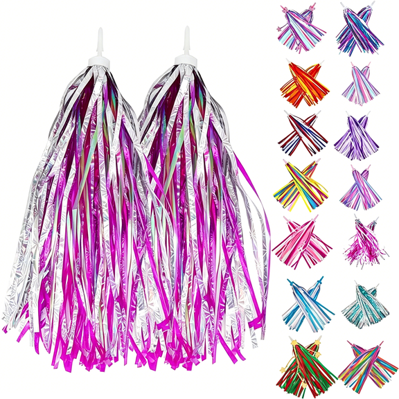 LADYGYM Kid'S Bicycle Handlebar Streamers Colorful Ribbons Tassel for Girls Boys Bicycle Handlebar Scooter Handgrip (1Pair) (Shiny Pink)