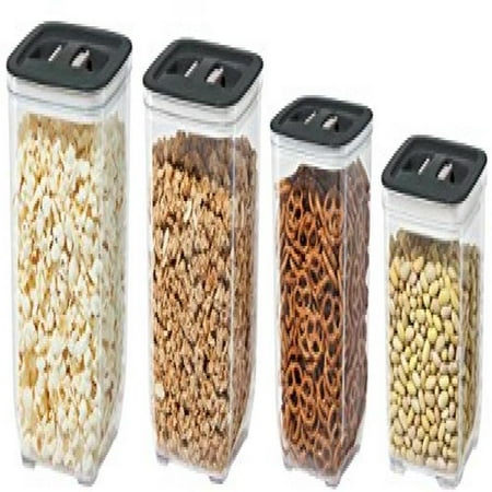 4 Piece Stack N' Store Square Canister Set (Black)