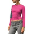 thumbnail image 2 of Wangsaura Women Trendy T-Shirt, Solid Color Long Sleeve Cutout Open Back Tops, 2 of 9