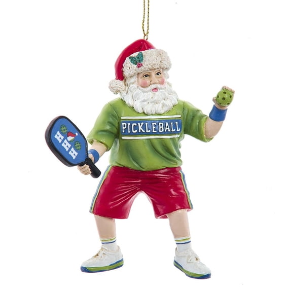 4.75 Inch Resin Pickleball Santa Ornament