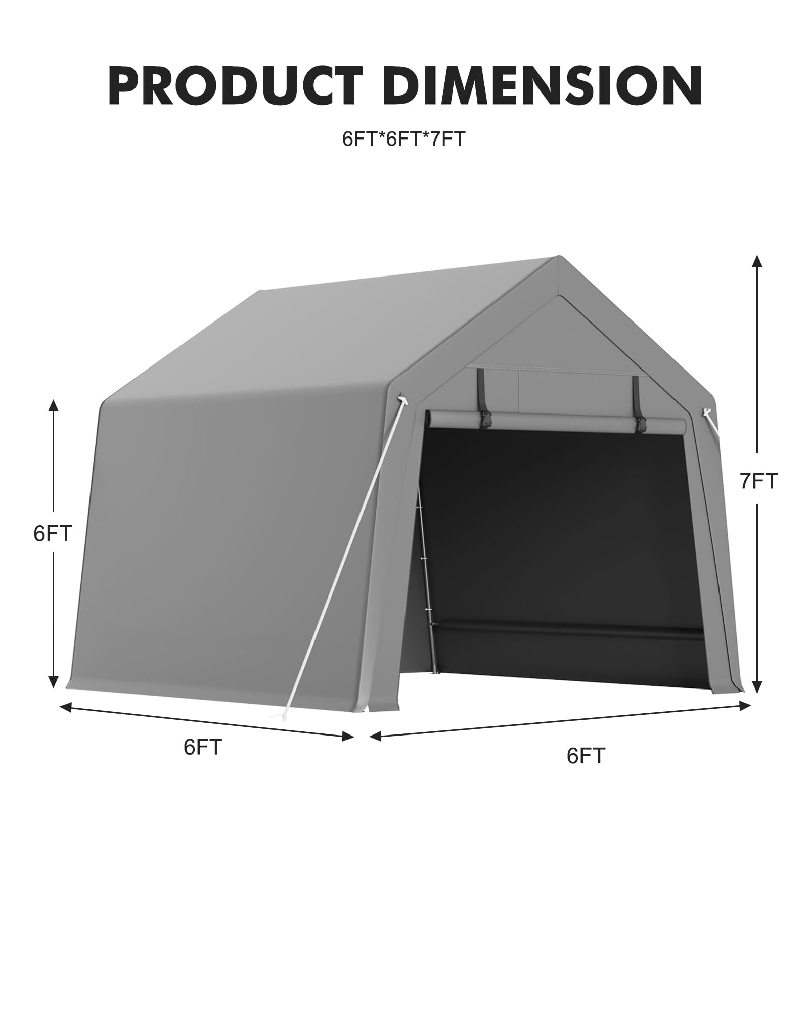 Danolapsi 6 x 6 ft Carport Storage Shed,Motorcycle Storage Sheds,Portable Garage with Roll-up Zipper Door,Heavy Duty Waterproof Tarp,Storage for Motorcycle,Bike,Firewood,Garden Tools