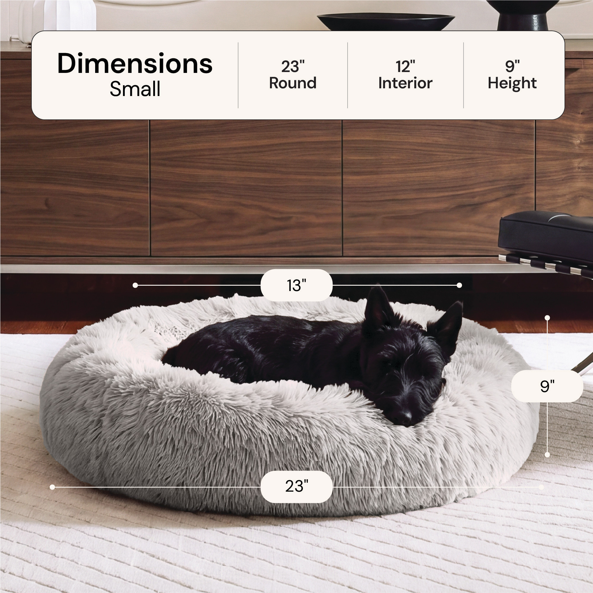 FurHaven Calming Cuddler Donut Pet Bed, Small, Mist Gray photo 5