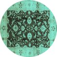 thumbnail image 1 of Ahgly Company Machine Washable Indoor Round Oriental Turquoise Blue Traditional Area Rugs, 7' Round, 1 of 4