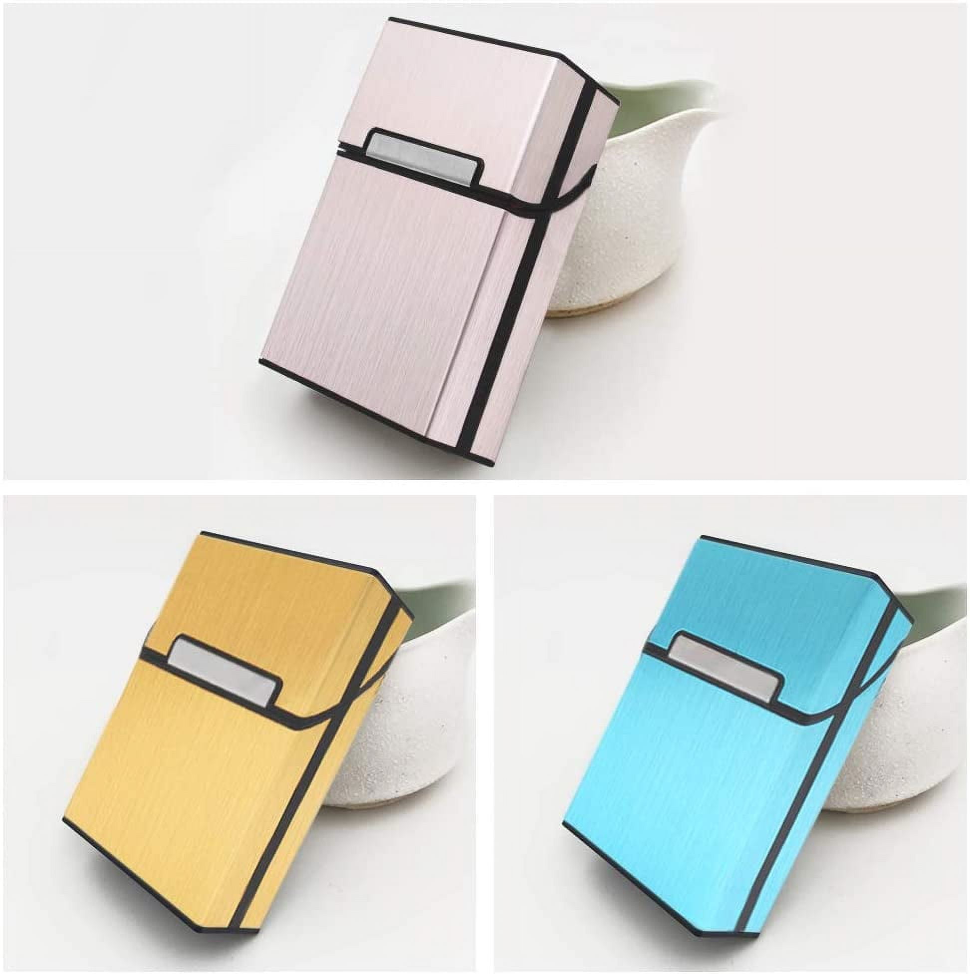 STONCEL 3 Pcs Metal Cigarette Box Case Holder (20 Capacities), Cigarette  Cigar Protective Cover Box, Brushed Aluminum Cigarette Case, Hard Box with  Solid Magnetic Flip Top Closure (3 Colors, for Men）
