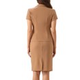 thumbnail image 3 of Conjunto de traje de negocios de 2 piezas para mujeres INSPIRE CHIC, chaqueta de blazer de manga corta y falda lápiz M marrón, 3 of 6