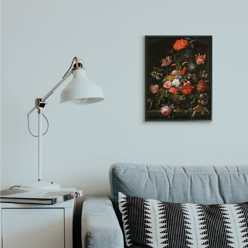 Stupell Industries Regal Bouquet Elegant Floral Insect Butterfly Details Framed Wall Art Design by Ziwei Li, 16" x 20", Black Framed