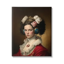 Stupell Industries Classic Girl Wearing Headphones Beauty & Fashion Painting Gallery Wrapped Canvas Print Wall Art, 24 x 30