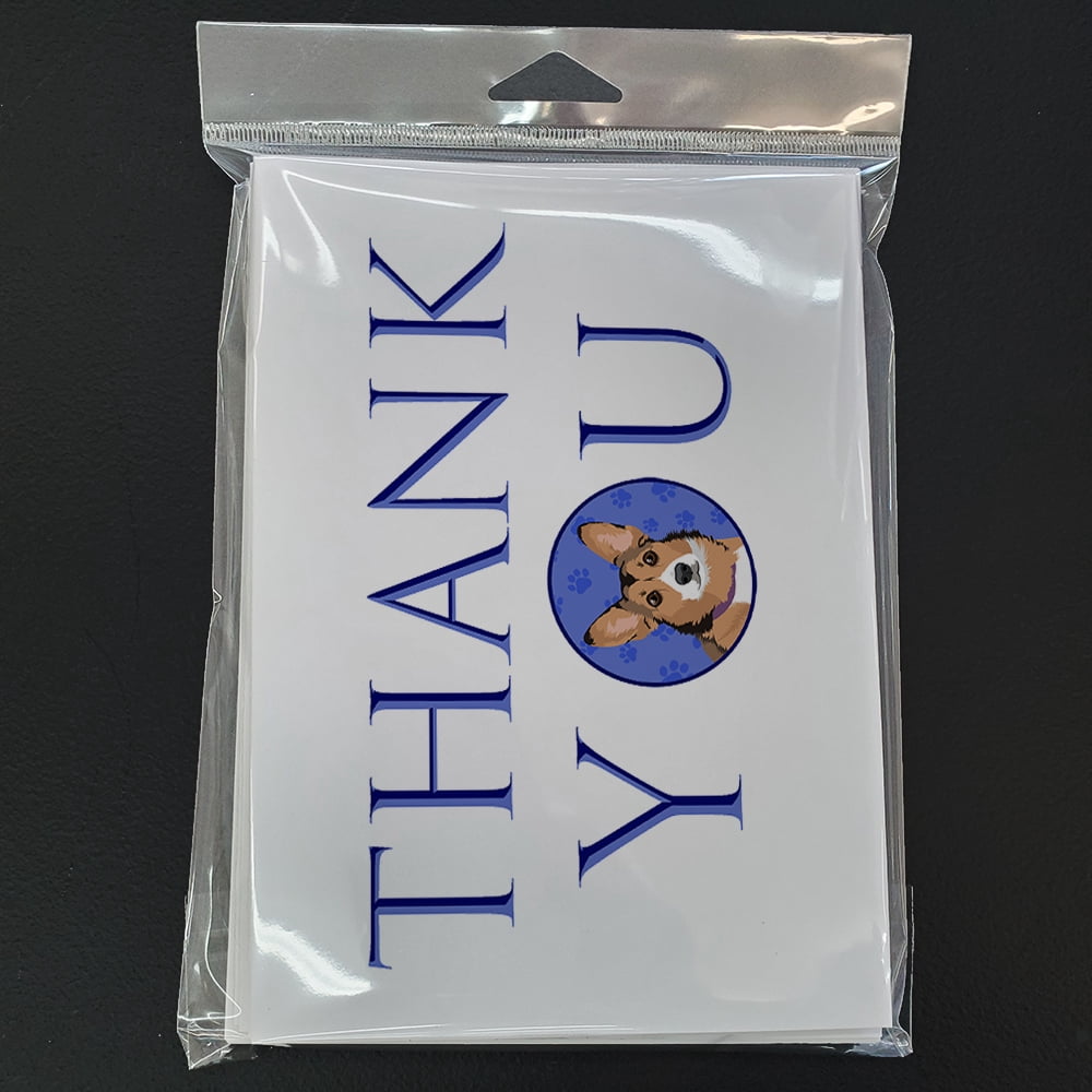 Pembroke Welsh Corgi Sable and White Thank You Greeting Cards and Envelopes Pack of 8 7 in x 5 in