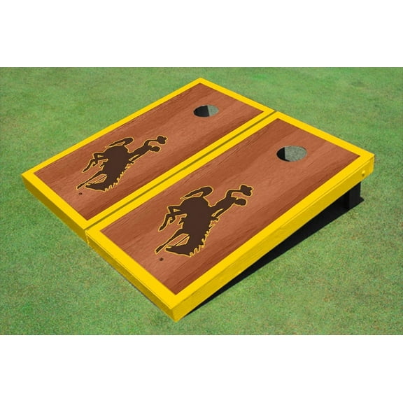 University Of Wyoming Cowboys Gold Rosewood Matching Borders Cornhole Boards