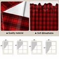 thumbnail image 3 of Red Black Plaid Kitchen Window Curtains, Swag Curtains Valance for Bedroom Living Room Bathroom, Country Vintage Star Abstract Gingham Rod Pocket Window Curtain Block Drapes 2 Panels 36"x36", 3 of 9