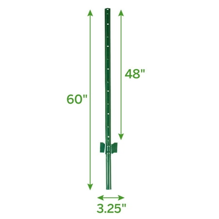 Expert Gardener Powder Coated Steel Fence U-Post, Green, 5'