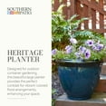 thumbnail image 2 of Southern Patio Heritage Outdoor Round Glossy Resin Planter, Blue (3 Pack), 2 of 9
