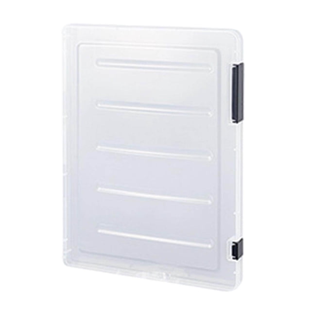 Transparent Portable File Case Double-buckle with Handle Box with Handle Portable File Containers A4 Thin Black