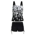 thumbnail image 4 of Women Summer Swimwear Padded Tank Tops Solid Drawstring Shorts, 4 of 7