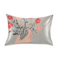 thumbnail image 7 of Yayeee Pillowcase King Size Set of 2 Satin Wrinkle Resistant Pillow Case, Gray Flower, 7 of 7