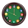 thumbnail image 2 of Reloj de pared con forma de bola de billar, reloj de pared para mesa de billar con manecillas doradas, decoración de pared de 10 pulgadas para club de, 2 of 8