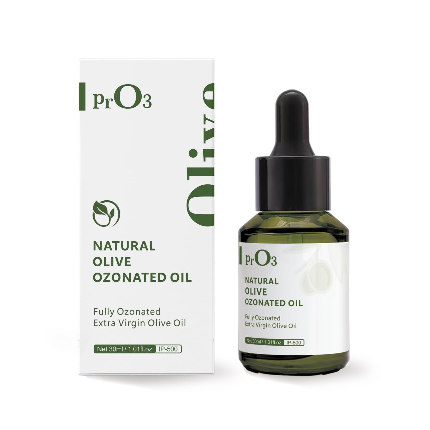 PrO3 Fully Ozoneted Olive Oil-100% Pure Ozone Oil-1 OZ-Glass