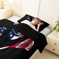 thumbnail image 4 of Erosebridal USA Lacrosse Twin Comforter Sets, Sport Bedding Set for Men and Boys, Black Reversible 2 Pieces, 1 Comforter and 1 Pillowcase, 4 of 6