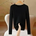 thumbnail image 5 of Women's Ribbed Knit Pullover Sweater, Slim Fit Soft Round Neck Top for Fall Winter, Comfortable Stretchy Casual Daily Wear, Versatile Layering Piece for Various Occasions Black M, 5 of 8