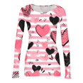 thumbnail image 5 of Valentine's Day T-Shirt for Women Long Sleeve Crewneck Heart Pattern Stretch Rib Knit Slim Fit Basic Tees 2026 Casual Outfits Light pink S, 5 of 6