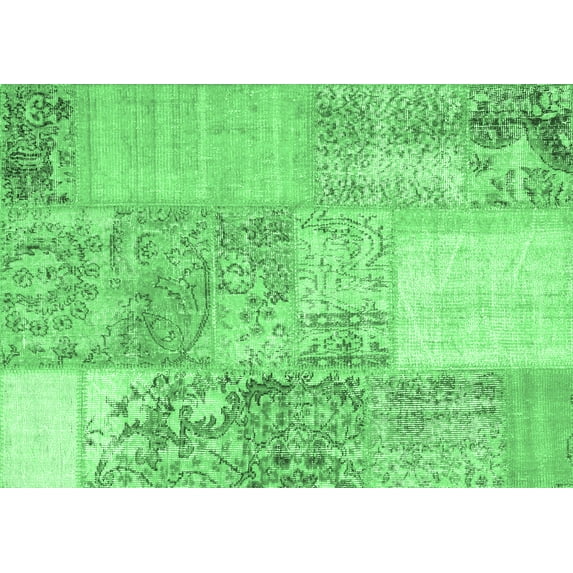 Ahgly Company Indoor Rectangle Patchwork Emerald Green Transitional Area Rugs, 7' x 9'