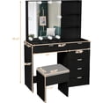 thumbnail image 2 of Karl home Vanity Desk with Mirror and Lights,3 Lighting Modes Adjustable Brightness,Makeup Vanity with Sliding Mirror and Stool,6-Drawer Makeup Desk Vanity Table for Bedroom,Black, 2 of 8
