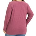 thumbnail image 2 of EFINNY Women's Long Sleeve V-Neck T-Shirt Pleated Button Decoration Blouse Loose Casual Plus Size Tops Shirts, 2 of 4
