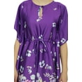 thumbnail image 5 of Bimba Women's Kimono Bridesmaid Purple Floral Satin Short Drawstring Kaftan-20, 5 of 7