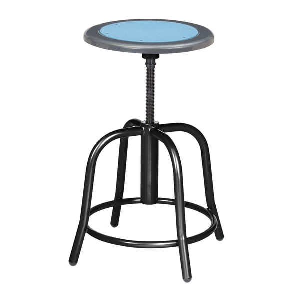 Hampden Furnishings Vince Swivel Art Stool, Black Steel Frame, Grey Seat with Blue Center
