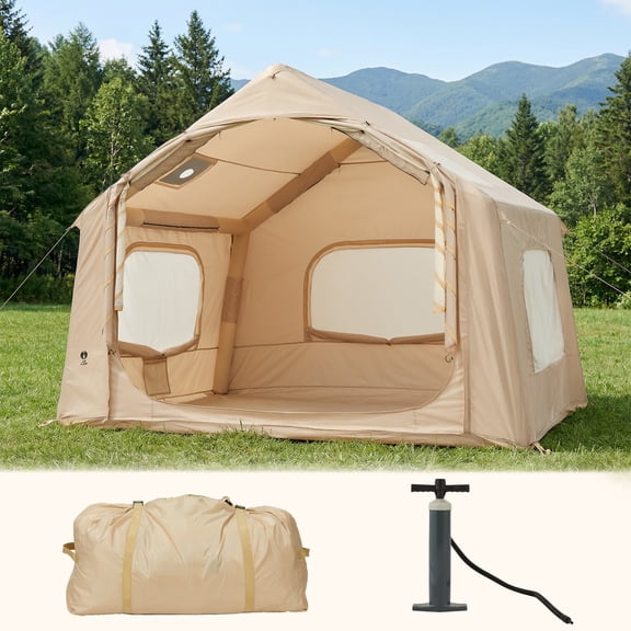 Kicctian Quick-Setup Inflatable Camping Tent for 4-6 Adults – Large Family Air Tent with Hand Pump, Weather-Resistant Outdoor Shelter for Camping, Hiking