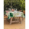 thumbnail image 4 of 60x84 Inch Outdoor Tablecloth with Umbrella Hole Zipper Rectangle Summer Flowers Rectangular Tablecloths Outside Waterproof Watercolor Farmhouse Botanical Leaves Patio Table Cover for Picnic Party, 4 of 8