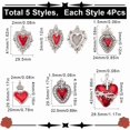 thumbnail image 2 of 1 caja de 20 dijes de corazón estilo gótico, dijes del Sagrado Corazón a granel, dijes de plata, corazón rojo, cardos y espinas, dije de esmalte elegante, 2 of 6