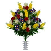 Sympathy Silks Mother's Day Cemetery Bouquet: Red Yellow Purple Wildflowers for Vase