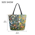 thumbnail image 5 of FORMRS Womens Canvas Tote Bag with Zipper Inner Pocket Shoulder Handbag, Green Floral Garden, 5 of 7