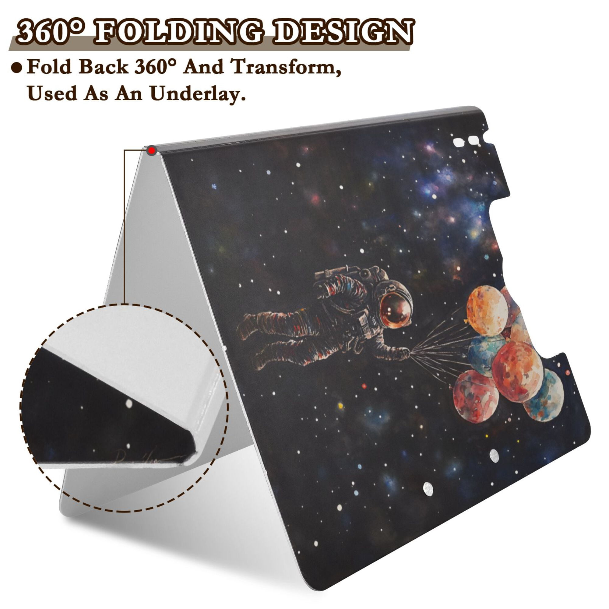 FORMRS A4 Clipboard Folder with Pen Holder Horizontal Foldable School Office Binder, Black Watercolor Space