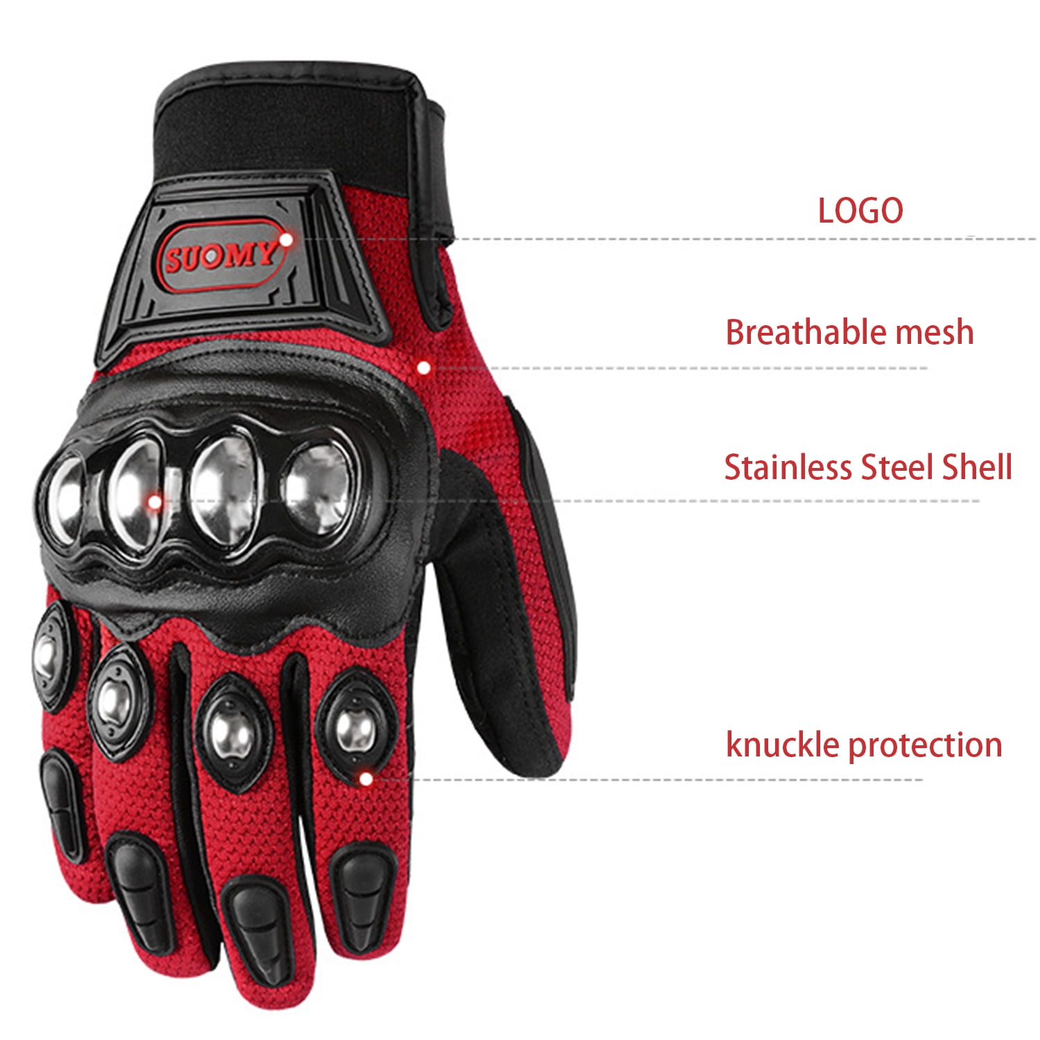 SapphireShack Motocycle Gloves, Nylon Motorcycle Gloves, Stainless Steel Shell Breathable Lightweight Motorcyle Gloves, Touchscreen Motorcycle Riding Gloves for Road Racing( Green,M,1 Pairs)