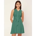 thumbnail image 2 of Moomaya V Neck Rayon Sleeveless Fit And Flare Dress Summer Fashion Women's Dress, 2 of 9